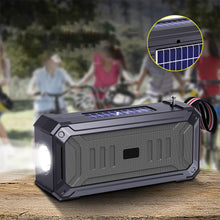 Load image into Gallery viewer, Solar Wireless Bluetooth Speaker Dual Solar Power Rechargeable with Flashlight TF USB Mp3 Music Player Audio System Fm Radio
