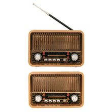 Load image into Gallery viewer, Retro Wireless Radio Portable AM/FM/SW with USB Rechargeable Battery With antenna AUX and TF card playback suitable for home
