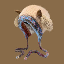 Load image into Gallery viewer, Cute Thick Plush Knitted Hat Girls Winter Warm Ear Protection Beanies Hat Women Comfortable Horn Pullover Hats
