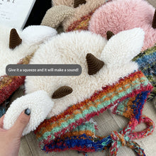 Load image into Gallery viewer, Cute Thick Plush Knitted Hat Girls Winter Warm Ear Protection Beanies Hat Women Comfortable Horn Pullover Hats
