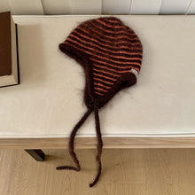Load image into Gallery viewer, Winter Hat Women Wool Knitted Striped Beanie Baggy Cap Warm Windproof Outdoor Ski Balaclava Casual
