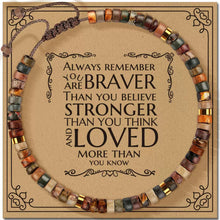 Load image into Gallery viewer, Motivational Bracelet Gift Positive Affirmation Healing Crystal Energy Anxiety Relief Friendship Encouragement Good Luck Charm for Women Men Teens
