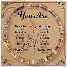 Load image into Gallery viewer, Motivational Bracelet Gift Positive Affirmation Healing Crystal Energy Anxiety Relief Friendship Encouragement Good Luck Charm for Women Men Teens
