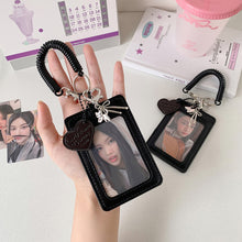 Load image into Gallery viewer, PU Leather Card ID Holder With Lanyard &amp; Strap Clear For Office Work &amp; School Fans Collectors Use Daily ID Access Card Protector Sleeve
