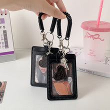 Load image into Gallery viewer, PU Leather Card ID Holder With Lanyard &amp; Strap Clear For Office Work &amp; School Fans Collectors Use Daily ID Access Card Protector Sleeve
