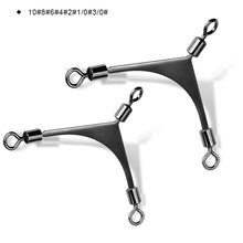Load image into Gallery viewer, 15PCS American Shoulder Swivel 360° Rotating Connector to Prevent Leader Line Tangling Professional 3-Way Swivel Fishing Rig Accessory
