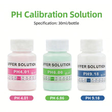 Load image into Gallery viewer, 30ml pH Calibration Liquid Buffer 4.00/6.86/9.18 3-Point Standard Solution for pH Tester Lab &amp; Water Quality Testing Ready-to-Use
