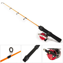Load image into Gallery viewer, 50CM Portable Solid Fiberglass Ice Fishing Rod Ultra Short Section Straight Handle Shrimp Rod with Fishing Reel Fishing Supplies
