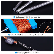 Load image into Gallery viewer, Stainless Steel Ground Spike Turtle Hook 10M Barbed Double Hook Line Rig with Braided Line Buffer Elastic Band Accessories
