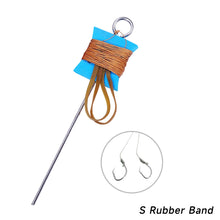 Load image into Gallery viewer, Stainless Steel Ground Spike Turtle Hook 10M Barbed Double Hook Line Rig with Braided Line Buffer Elastic Band Accessories
