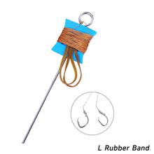 Load image into Gallery viewer, Stainless Steel Ground Spike Turtle Hook 10M Barbed Double Hook Line Rig with Braided Line Buffer Elastic Band Accessories
