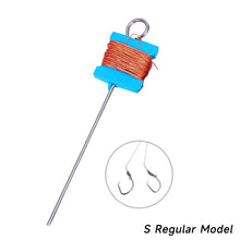 Load image into Gallery viewer, Stainless Steel Ground Spike Turtle Hook 10M Barbed Double Hook Line Rig with Braided Line Buffer Elastic Band Accessories
