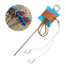 Load image into Gallery viewer, Stainless Steel Ground Spike Turtle Hook 10M Barbed Double Hook Line Rig with Braided Line Buffer Elastic Band Accessories
