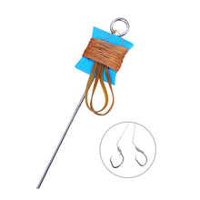 Load image into Gallery viewer, Stainless Steel Ground Spike Turtle Hook 10M Barbed Double Hook Line Rig with Braided Line Buffer Elastic Band Accessories
