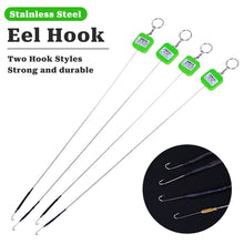 Load image into Gallery viewer, 52CM Long Shank Stainless Steel Eel Hook Barbed Offset and Flat Angle Hook with EVA Float Board Loop Ring Fishing Accessories
