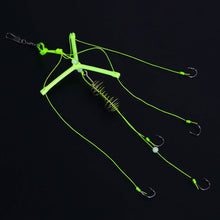 Load image into Gallery viewer, 1PC Triple Branch Flat Hook Rig Iseni Barbed Fishing Hooks with Spring for Bighead and Silver Carp Fishing Supplies
