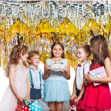 Load image into Gallery viewer, Wave Fringe Rain Curtain Shimmering Foil Tinsel Backdrop Wall Decoration for Birthday Party Wedding Photo Booth DIY Home Decor Celebration Event Supplies
