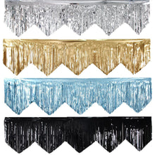 Load image into Gallery viewer, Wave Fringe Rain Curtain Shimmering Foil Tinsel Backdrop Wall Decoration for Birthday Party Wedding Photo Booth DIY Home Decor Celebration Event Supplies
