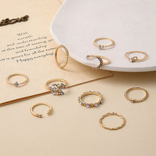 Load image into Gallery viewer, 10Pcs Punk Bohemian Metal Ring Set Vintage Geometric Moon Star Snake Open Ring Fashion Jewelry Accessories Gift For Women
