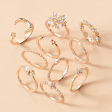 Load image into Gallery viewer, 10Pcs Punk Bohemian Metal Ring Set Vintage Geometric Moon Star Snake Open Ring Fashion Jewelry Accessories Gift For Women
