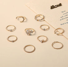 Load image into Gallery viewer, 10Pcs Punk Bohemian Metal Ring Set Vintage Geometric Moon Star Snake Open Ring Fashion Jewelry Accessories Gift For Women
