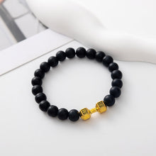 Load image into Gallery viewer, Vintage Natural Volcanic Stone Bead Bracelet Alloy Dumbbell Barbell Pendant Matte Fitness Fashion Jewelry Gift For Men Women
