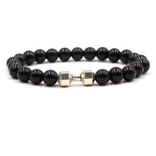 Load image into Gallery viewer, Vintage Natural Volcanic Stone Bead Bracelet Alloy Dumbbell Barbell Pendant Matte Fitness Fashion Jewelry Gift For Men Women
