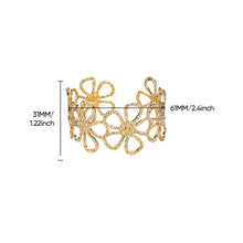 Load image into Gallery viewer, Gold Hollow Flower Open Cuff Bangle Dainty Stainless Steel Flora Bracelet Fashion Punk Jewelry Accessories For Women Gift
