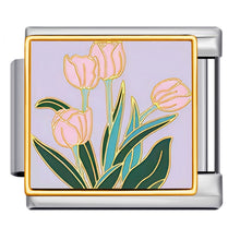 Load image into Gallery viewer, 9mm Stainless Steel DIY Bracelet Accessories Gold Flower Italian Charm Links Rose Sunflower Sweet Summer Floral Charms
