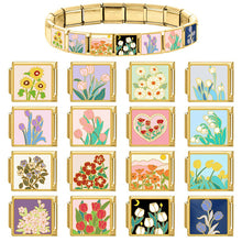 Load image into Gallery viewer, 9mm Stainless Steel DIY Bracelet Accessories Gold Flower Italian Charm Links Rose Sunflower Sweet Summer Floral Charms
