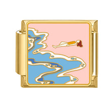 Load image into Gallery viewer, 9mm Stainless Steel DIY Accessories Gold Italian Charm Links Moon Flower Ocean Fashion Jewelry Bracelet Accessories
