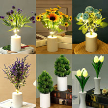 Load image into Gallery viewer, Artificial Flower Night Light Simulation Sunflower Tulip Potted Lamp Warm Glow Bedroom Home Decor Festival Gift for Women Kids

