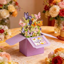 Load image into Gallery viewer, 3D Dimensional Box Greeting Card Flower Butterfly Design for Valentine's Day Birthday Mother’s Day Festival Handmade Paper Art Gift for Her Friend Lover

