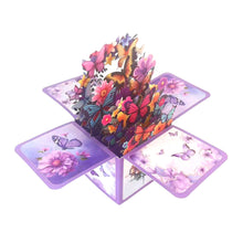 Load image into Gallery viewer, 3D Dimensional Box Greeting Card Flower Butterfly Design for Valentine's Day Birthday Mother’s Day Festival Handmade Paper Art Gift for Her Friend Lover
