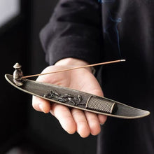 Load image into Gallery viewer, Fisherman Boat Shaped Incense Burne Incense Holder Retro Aromatherapy Ornament Creative Sandalwood Incense Insert Home Decoration
