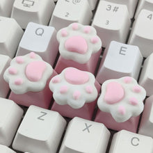 Load image into Gallery viewer, 1/4Pcs Lovely Cat Claw Keycaps Cross Axis Key Cap Pink White Cartoon DIY Decoration For Mechanical Keyboard Arrow Keys
