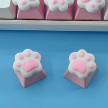 Load image into Gallery viewer, 1/4Pcs Lovely Cat Claw Keycaps Cross Axis Key Cap Pink White Cartoon DIY Decoration For Mechanical Keyboard Arrow Keys

