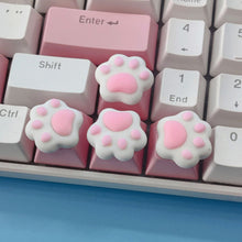 Load image into Gallery viewer, 1/4Pcs Lovely Cat Claw Keycaps Cross Axis Key Cap Pink White Cartoon DIY Decoration For Mechanical Keyboard Arrow Keys
