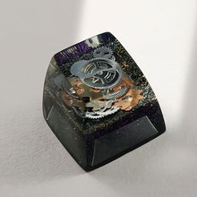 Load image into Gallery viewer, Black Gold Resin Keycaps Handmade Gear Punk Style Esc Single Keycap Fit For Cross Shaft Mechanical Keyboard
