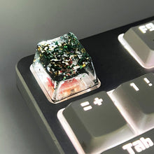 Load image into Gallery viewer, Resin Metal Gold Foil Paper Light-Transmitting Keycaps Cross Shaft Mechanical Keyboard Keycaps Gaming Keyboard Accessories
