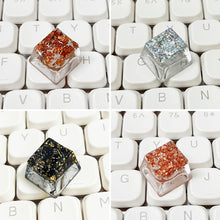 Load image into Gallery viewer, Resin Metal Gold Foil Paper Light-Transmitting Keycaps Cross Shaft Mechanical Keyboard Keycaps Gaming Keyboard Accessories
