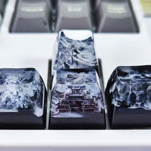 Load image into Gallery viewer, Natural Scenery Resin Keycaps Handmade Fuji Snow Mountain Transparent Cross Shaft Keycap For Mechanical Keyboard
