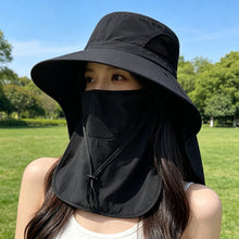 Load image into Gallery viewer, Summer UV Protection Sun Hat Large Brim Bucket Hat with Detachable Face Mask for Fishing Climbing

