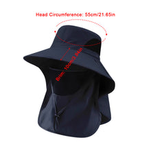 Load image into Gallery viewer, Summer UV Protection Sun Hat Large Brim Bucket Hat with Detachable Face Mask for Fishing Climbing
