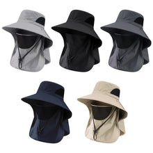 Load image into Gallery viewer, Summer UV Protection Sun Hat Large Brim Bucket Hat with Detachable Face Mask for Fishing Climbing
