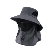 Load image into Gallery viewer, Summer UV Protection Sun Hat Large Brim Bucket Hat with Detachable Face Mask for Fishing Climbing
