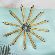 Load image into Gallery viewer, 12Pcs Bamboo Ballpoint Pen Inspirational Quotes Wooden Pen School Office Supplies Stationery
