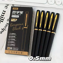 Load image into Gallery viewer, 5Pcs Black Golden Large Capacity Gel Pen 0.5mm 0.7mm 1.0mm Black Ink Signature Pen For School Office Business Stationery Supplies
