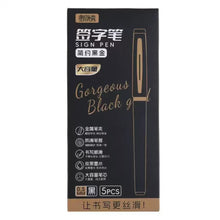 Load image into Gallery viewer, 5Pcs Black Golden Large Capacity Gel Pen 0.5mm 0.7mm 1.0mm Black Ink Signature Pen For School Office Business Stationery Supplies
