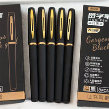 Load image into Gallery viewer, 5Pcs Black Golden Large Capacity Gel Pen 0.5mm 0.7mm 1.0mm Black Ink Signature Pen For School Office Business Stationery Supplies
